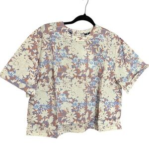 Wildfang The Essential Boxy Top Woodblock Floral 100% Cotton Sz M NWT